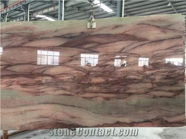 Wild Sea(Red)/Red Colinas/Red Colinas Quartzite/Red/Polished/Brazil /For Countertops, Mosaic, Exterior - Interior Wall and Floor Applications