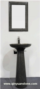 Natural Stone Pedestal Basins Mirror Frames Black Marble