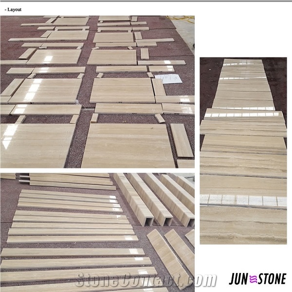 Best Quality Silver Travertine with Grey Veins Hotel Bath Tops, Polished Travertine Tops in Wholesale