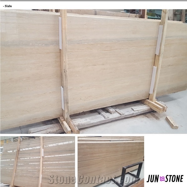 High Quality Polished Honed Wooden Vein Silver Travertine Tops for Bahtroom
