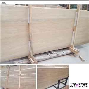 High Quality Polished Honed Wooden Vein Silver Travertine Tops for Bahtroom
