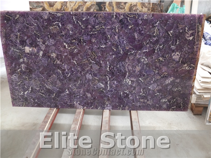 Amethyst Purple Agate Semi Precious Stone Slabs Tiles for Bathroom Vanity Top