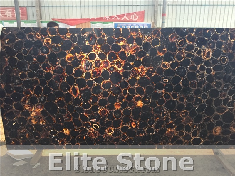 Black Agate Gemstone Semiprecious Stone Slabs and Tiles