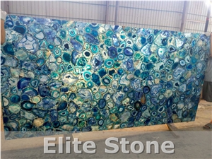 Blue Agate Semi Precious Stone Wall Panels Flooring Tiles