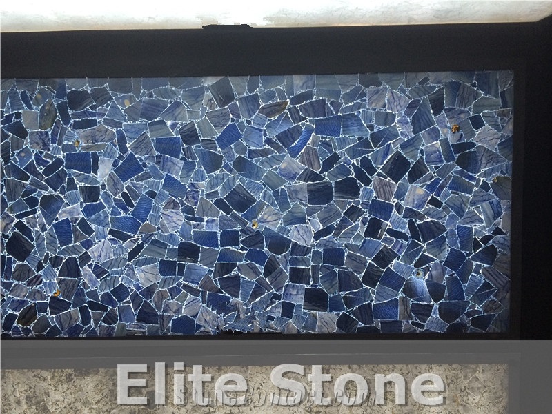 Blue Gemstone Slabs Semi Precious Stone Blue Agate Slabs