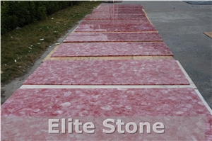 Elite Stone Pink Crystal Stone Slab Gemstone Tiles Semi Precious Stone Wall Tiles