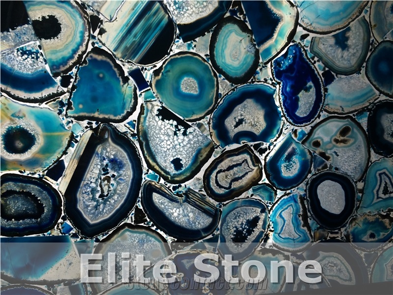 Factory Price Luxury Semi-Precious Stone Backlit Blue Agate Slabs