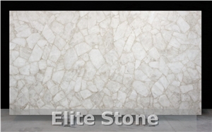 Pure White Crystal Agate Semi Precious Stone Translucent Slabs and Tiles
