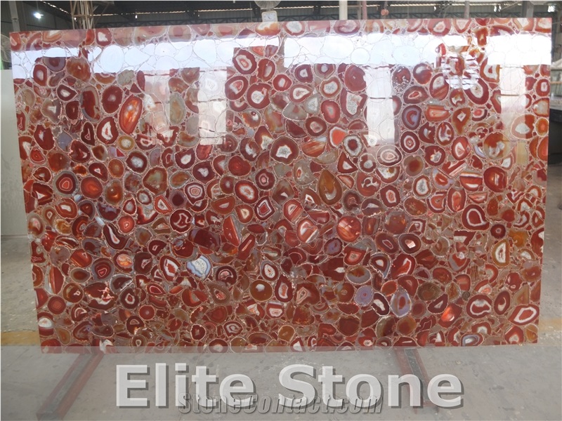 Red Agate Semi Precious Stone Panels Backlit Slabs for Table/Countertop