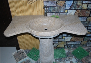 Rusty Yellow Stone Vanity Tops With Integrated Sink Bases
