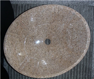 Sunset Gold Granite Round Bathroom Vessel Sinks