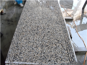 Three Fort Red Polished Granite Building Stairs Steps