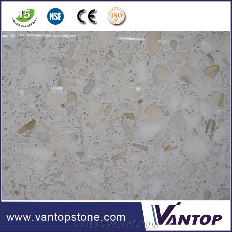 Tianshan White Engineered Marble Stone Slab for Countertops Flooring Vanity Top