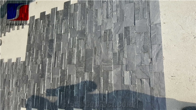 Split Face Stone,Black Slate,Wall Cladding Slate, China Black Cheap Slate Wall & Floor Covering Slate, Natural Building Stone Wall Decoration