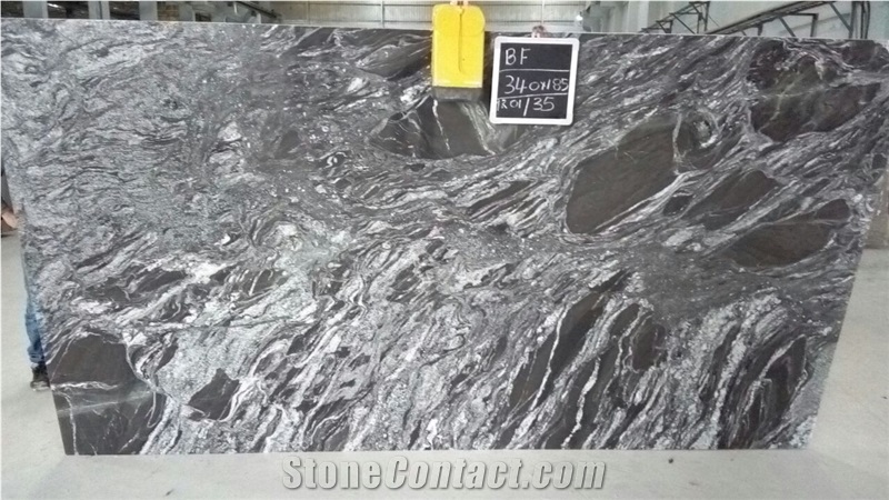 Black Forest Granite Slabs, India Black Granite