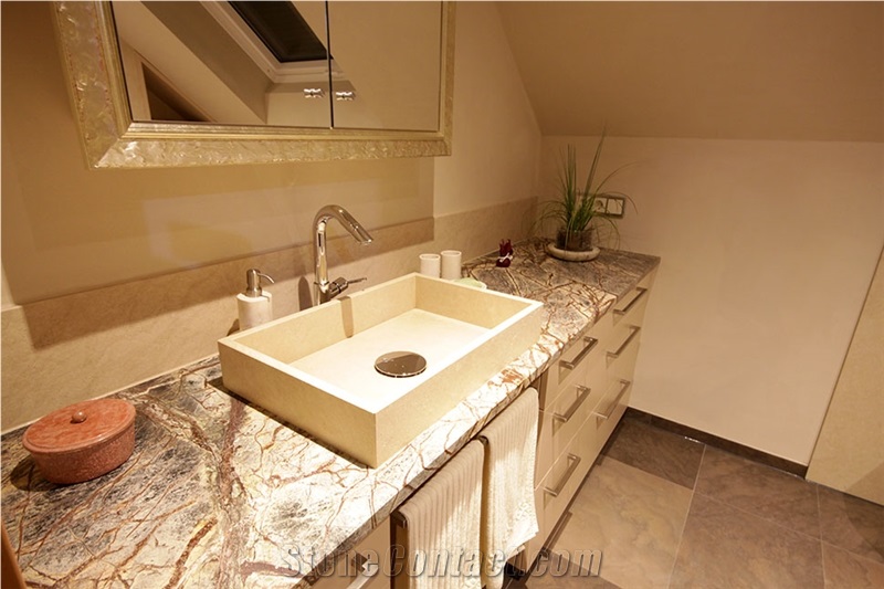 Rain Forest Brown Marble Bathroom Countertop