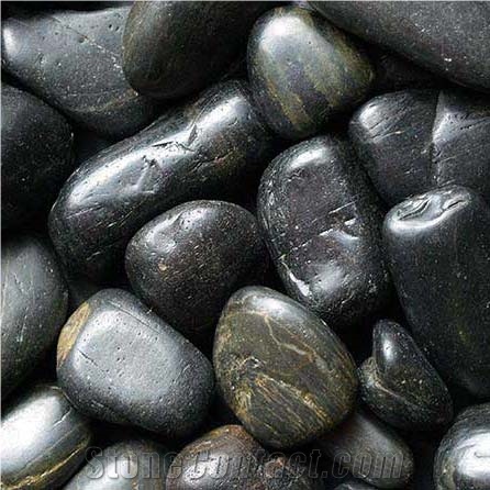 Exotic Pebbles, Black Polished Pebbles, Polished Blended Beach Pebbles