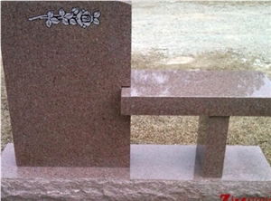 Cheap Price Oval Top Bench Style Indian Red/ Imperial Red Granite Tombstone Design/ Monument Design/ Western Style Monuments/ Western Style Tombstones/ Headstone