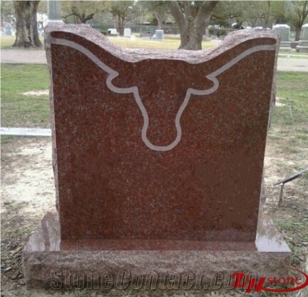 Cheap Price Polished Custom Bull Design Indian Red/ Imperial Red Granite Tombstone Design/ Headstones/ Monument Design/ Gravestone/ Custom Monuments