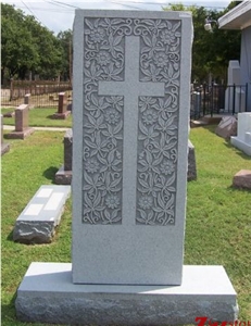 Cheap Price Straight Style with Cross and Flower Engraving Tombstone Design/ Western Style Monuments/ Cross Tombstones/ Cemetery Tombstones/ Gravestone