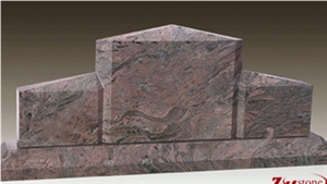 Good Quality Bevel Top Multicolor Red Granite Tombstone Design/ Monument Design/ Western Style Tombstones/ Family Monuments/ Headstones