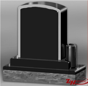 Good Quality Cheap Price Serp Top with Side Vase Shanxi Black/ Jet Black/ Absolute Black Granite Tombstone Design/ Monument Design/ Western Style Monuments/ Upright Monuments/ Headstones