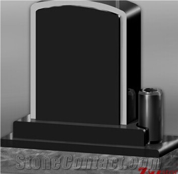 Good Quality Oval Top Polished Shanxi Black/ Jet Black/ Absolute Black Granite Tombstone Design/ Western Style Monuments/ Upright Monuments/ Headstones/ Monuments Design
