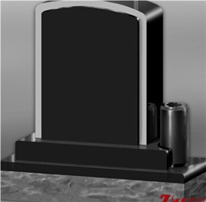Good Quality Oval Top Polished Shanxi Black/ Jet Black/ Absolute Black Granite Tombstone Design/ Western Style Monuments/ Upright Monuments/ Headstones/ Monuments Design