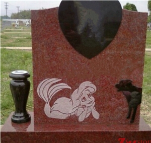 Good Quality Serp with Heart for Kids Indian Red/ Imperial Red/ Absolute Black/ Jet Black/ Shanxi Black Granite Monument Design/ Single Monuments/ Heart Tombstones/ Gravestone/ Custom Monuments