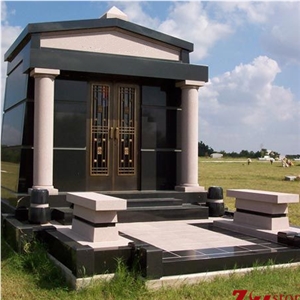 Goog Quality Polished Unique Design Shanxi Black/ Absolute Blakc/ G603 Granite Mausoleums/ Cemetery Mausoleum/ Mausoleum Design/ Cemetery Crypts/ Mausoleum Crypts