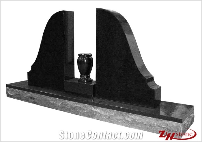 Own Factory Custom Notch Vase Design Absolute Black/ Shanxi Black/ Jet Black Granite Tombstone Design/ Western Style Monuments/ Upright Monuments/ Headstones/ Monument Design