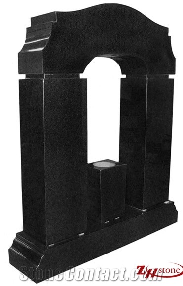 Own Factory Custom Notch Vase Design Absolute Black/ Shanxi Black/ Jet Black Granite Tombstone Design/ Western Style Monuments/ Upright Monuments/ Headstones/ Monument Design