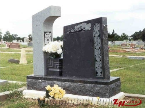 Traditional Slant Design Blue Pearl Db/Hq/Lg Granite Monument Design/ Western Style Tombstones/ Single Monuments/ Bevel Headstones/ Cemetery Tombstones