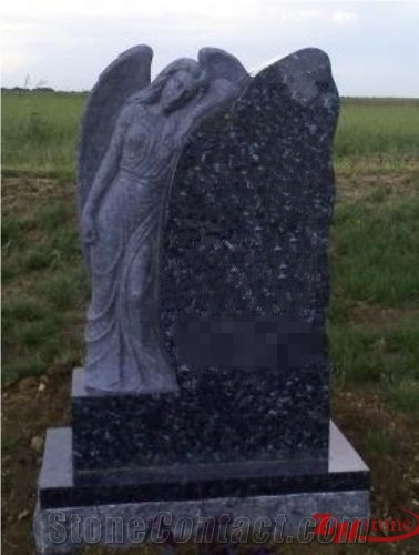 Traditional Slant Design Blue Pearl Db/Hq/Lg Granite Monument Design/ Western Style Tombstones/ Single Monuments/ Bevel Headstones/ Cemetery Tombstones
