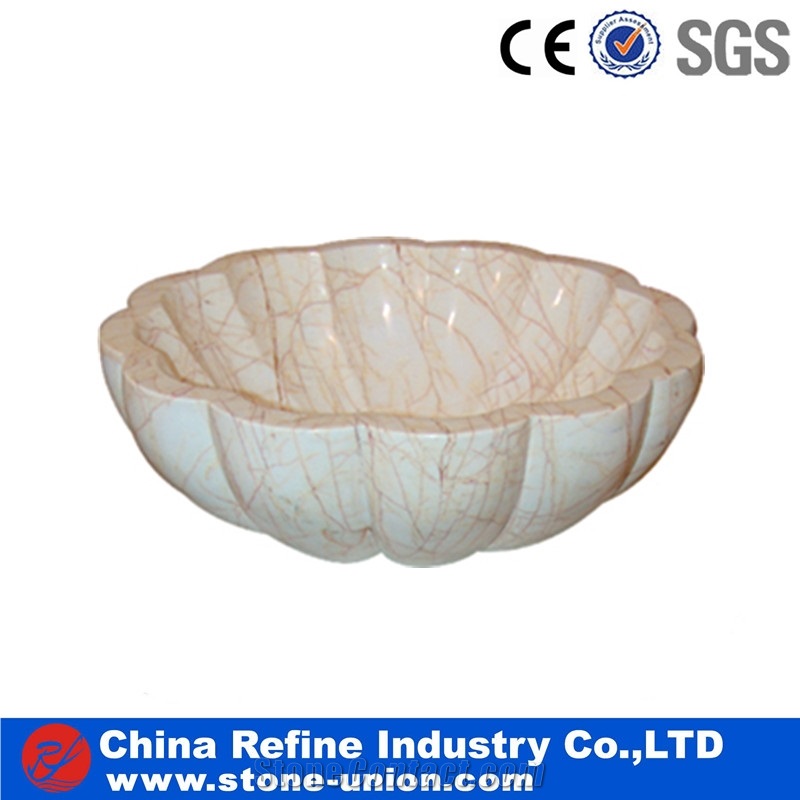 Black Fossil Marble Basins , Seashell Flower Marble Sinks , Special Black Marble Polished Wash Bowls