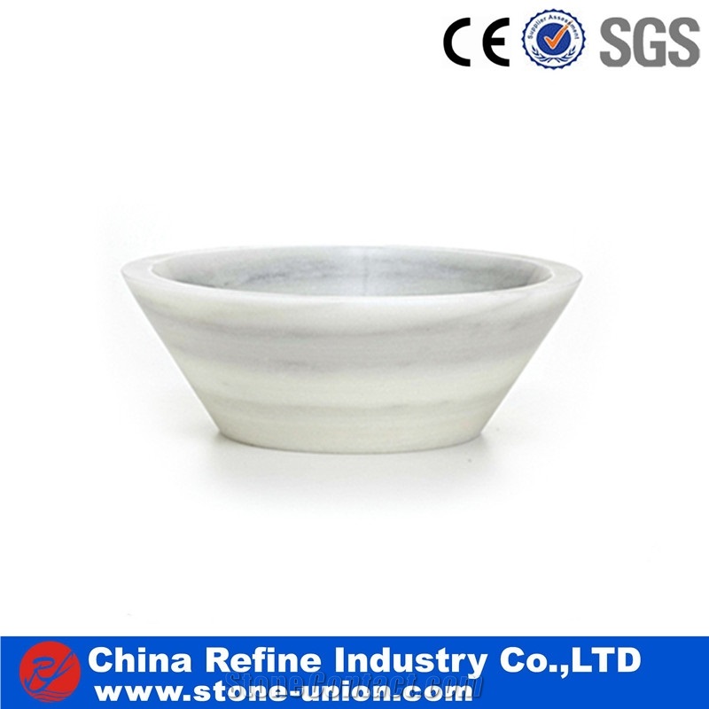 Easy Standing Bathroom Basins , White Marble Sinks Easy Cleaning , Round Basin for Sale
