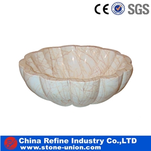 Easy Standing Bathroom Basins , White Marble Sinks Easy Cleaning , Round Basin for Sale