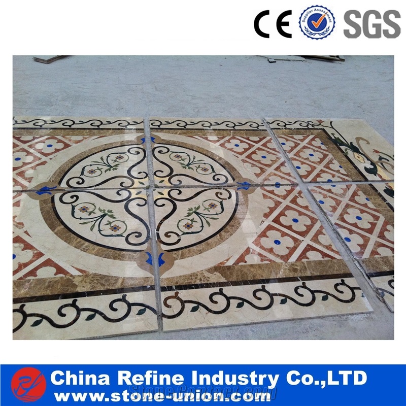 Natural Polished Colorful Marble Waterjet Medallion Flooring
