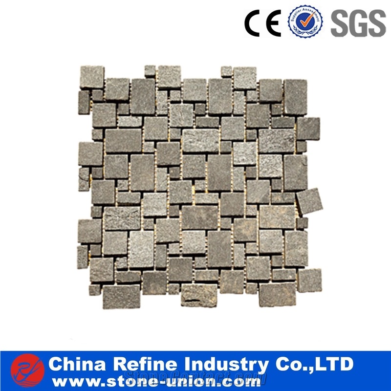 Natural Black Natural Slate Mosaic,High Quality Slate Mosaic for Inside or Outside Decoration