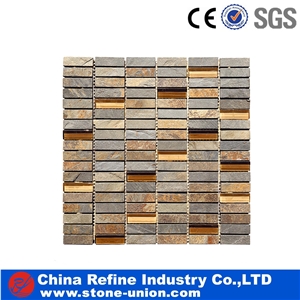 Natural Mixed Natural Slate Mosaic,High Quality Slate Mosaic for Inside or Outside Decoration