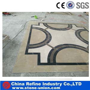 Square Marble Water Jet Medallion or Water Jet Pattern for Hotel Hall and Lobby