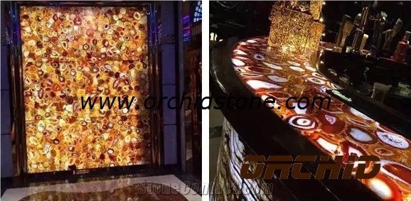 Agate Yellow Semiprecious Stone Bar Tops,Agate Yellow Gemstone Backlit Island Tops,Worktops,Counter,Decorative Table Tops