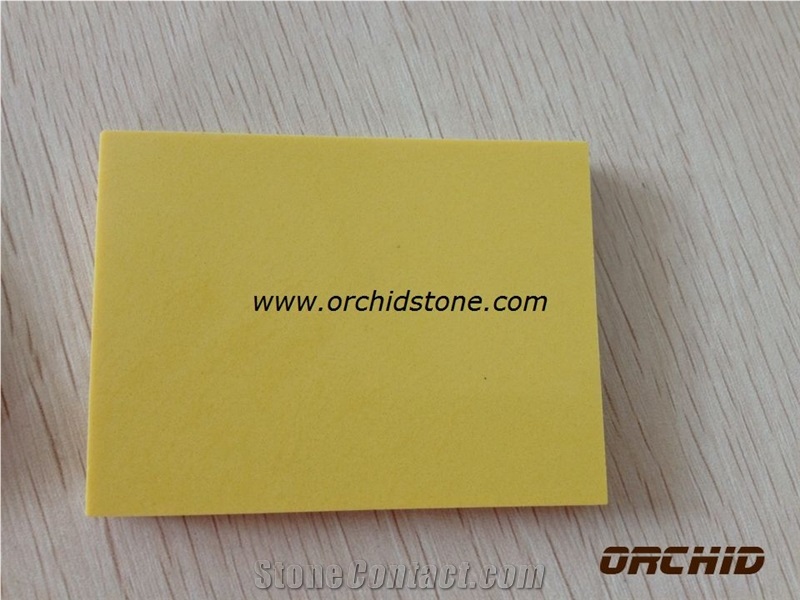 Pure Color Yellow Quartz Slabs & Tiles,Pure Color Yellow Solid Surface Slabs & Tiles,Pure Yellow Color Engineered Stone Counter