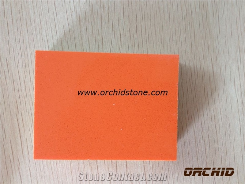 Pure Orange Color Quartz Slabs & Tiles,Pure Orange Color Solid Surface for Countertops,Pure Orange Color Engineered Stone