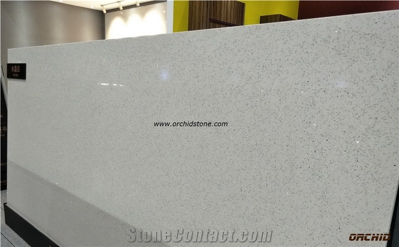 Silver White Quartz Slabs & Tiles,Crystal White Quartz/Solid Surface Flooring Tiles,White Galaxy Engineered Stone for Countertops,Bar Tops,Star Galaxy White Artificial Stone Kitchen Counter