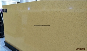 Silver Yellow Quartz Slabs & Tiles,Crystal Yellow Quartz/Solid Surface Flooring Tiles,Yellow Galaxy Engineered Stone for Countertops,Bar Tops,Star Galaxy Yellow Artificial Stone