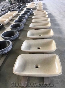 Cararra White Sinks Marble Basin Wash Bowls