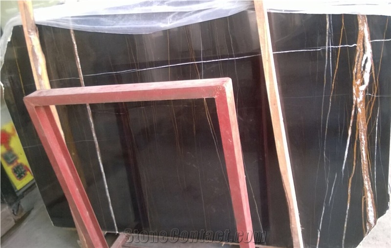Negro Laurent Gold Marble Slabs and Tiles