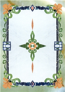 Flower Marble Waterjet Medallion Pattern Tiles Rectangle