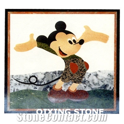 Marble Waterjet Cartoon Character Square Medallion from China -  